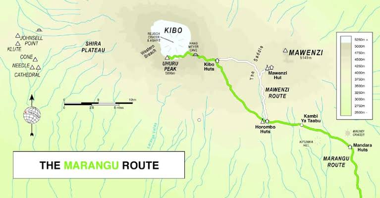 Kilimanjaro Marangu Route Map